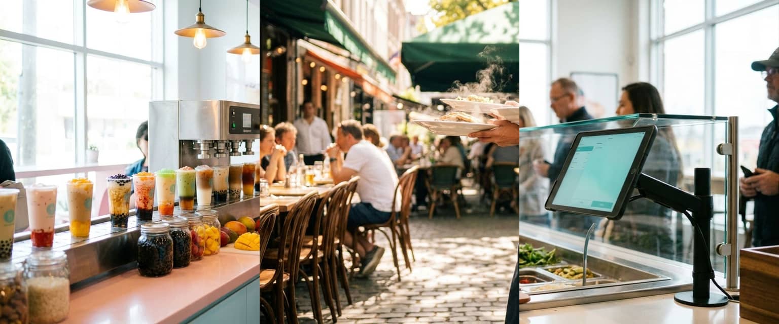 Une équipe en plein service dans une salle de restaurant
